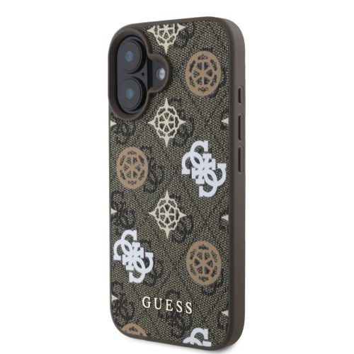 Guess PU 4G Peony MagSafe tok, iPhone 16 - barna