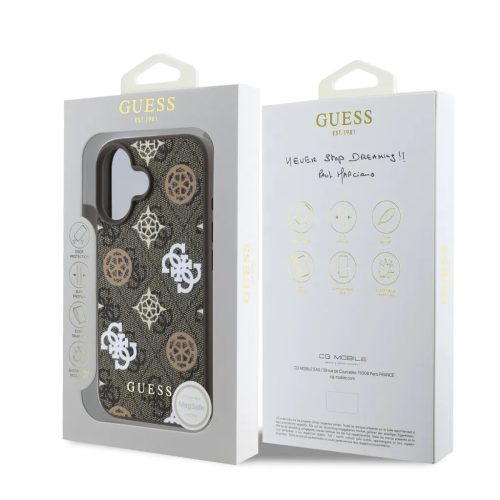 Guess PU 4G Peony MagSafe tok, iPhone 16 - barna