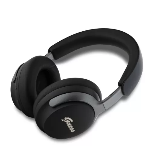 Guess PU Leather Script Logo ANC/ENC Wireless Headphone Black - fekete