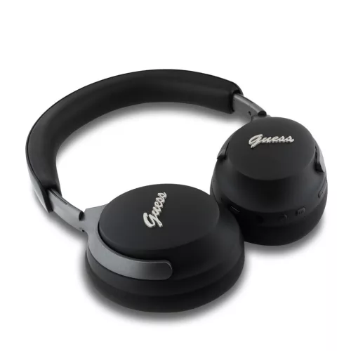 Guess PU Leather Script Logo ANC/ENC Wireless Headphone Black - fekete