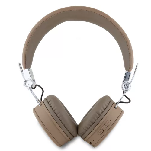 Guess PU Grained Triangle Logo ENC Wireless Headphone Brown - barna