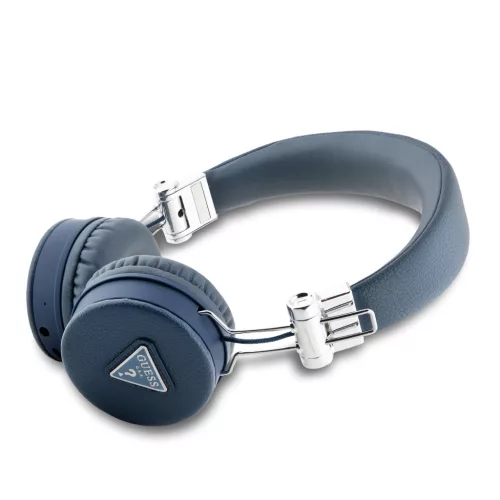 Guess PU Grained Triangle Logo ENC Wireless Headphone Blue - kék