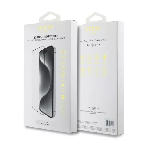 Guess Screen Protector 2.5D for iPhone 16 Pro Black üvegfólia, iPhone 16 Pro - fekete