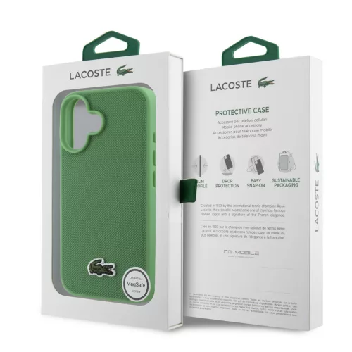  Lacoste Iconic Petit Pique Szőtt Logós MagSafe tok, iPhone 16 Plus - zöld