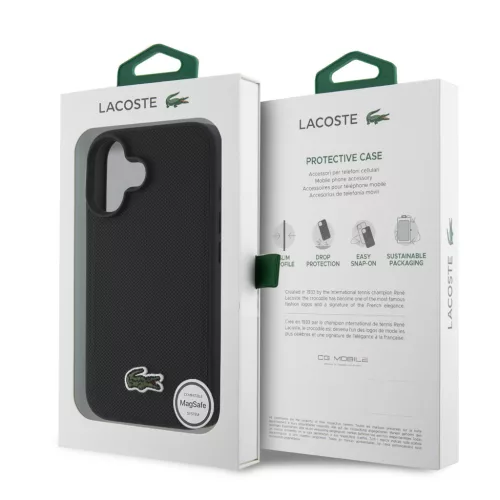  Lacoste Iconic Petit Pique Szőtt Logós MagSafe tok, iPhone 16 Plus - fekete