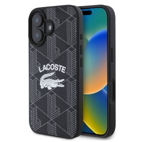 Lacoste Blend Monogram MagSafe tok iPhone 16 - fekete