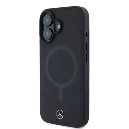 Mercedes Smooth Leather MagSafe iPhone 16 Plus tok – Fekete