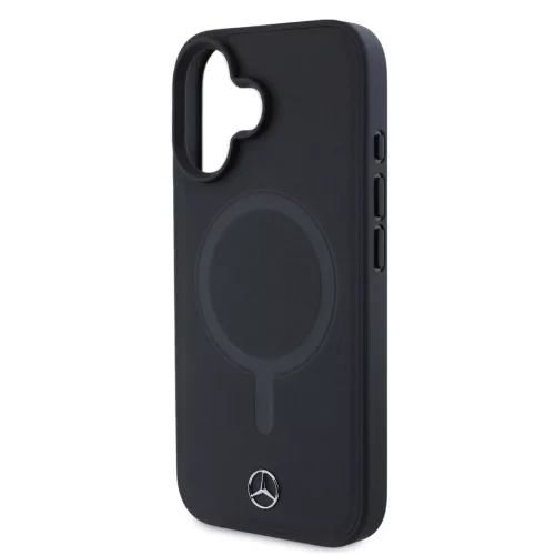 Mercedes Smooth Leather MagSafe iPhone 16 Plus tok – Fekete