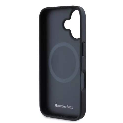 Mercedes Smooth Leather MagSafe iPhone 16 Plus tok – Fekete