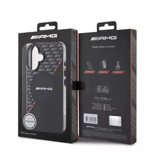 AMG Rhombs MagSafe iPhone 16 Plus tok – Fekete/Piros