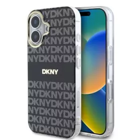   DKNY PC/TPU Repeat Pattern Tonal Stripe Magsafe tok, iPhone 16 - fekete