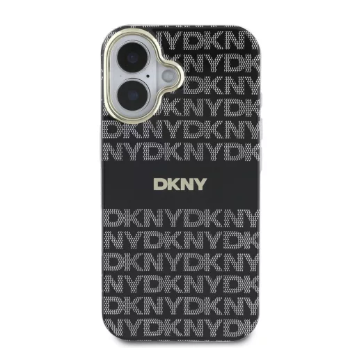 DKNY PC/TPU Repeat Pattern Tonal Stripe Magsafe tok, iPhone 16 - fekete