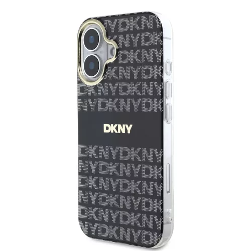 DKNY PC/TPU Repeat Pattern Tonal Stripe Magsafe tok, iPhone 16 - fekete