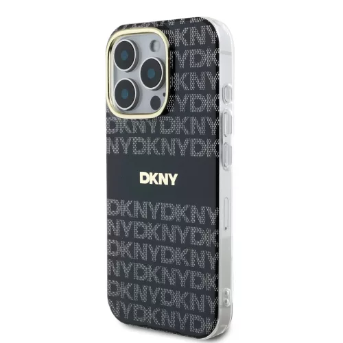 DKNY PC/TPU Repeat Pattern Tonal Stripe Magsafe tok, iPhone 16 Pro Max - fekete
