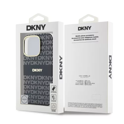 DKNY PC/TPU Repeat Pattern Tonal Stripe Magsafe tok, iPhone 16 Pro Max - fekete