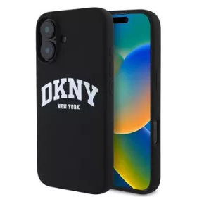   DKNY Liquid Silicone Arch Logo MagSafe tok, iPhone 16 Plus - fekete