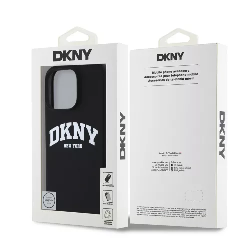 DKNY Liquid Silicone Arch Logo MagSafe tok, iPhone 16 Pro - fekete