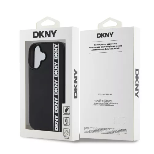 DKNY 3D Rubber Repeat Logo Line tok, iPhone 16 - fekete