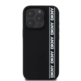   DKNY 3D Rubber Repeat Logo Line tok, iPhone 16 Pro Max - fekete