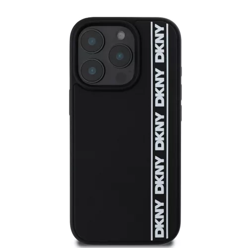 DKNY 3D Rubber Repeat Logo Line tok, iPhone 16 Pro Max - fekete