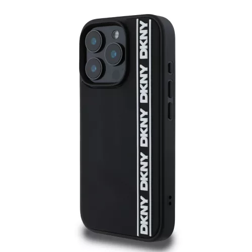 DKNY 3D Rubber Repeat Logo Line tok, iPhone 16 Pro Max - fekete