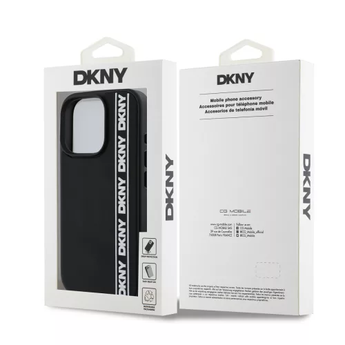 DKNY 3D Rubber Repeat Logo Line tok, iPhone 16 Pro Max - fekete