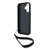 DKNY PU Leather Stack Logo Wrist Strap tok, iPhone 16 - fekete