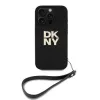 DKNY PU Leather Stack Logo Wrist Strap tok, iPhone 16 Pro Max - fekete