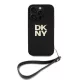 DKNY PU Leather Stack Logo Wrist Strap tok, iPhone 16 Pro Max - fekete