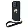 DKNY PU Leather Stack Logo Wrist Strap tok, iPhone 16 Pro Max - fekete