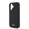 DKNY PU Leather Silver Metal Logo Magsafe tok, iPhone 16 Plus - fekete