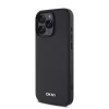 DKNY PU Leather Silver Metal Logo Magsafe tok, iPhone 16 Pro - fekete