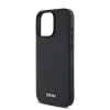 DKNY PU Leather Silver Metal Logo Magsafe tok, iPhone 16 Pro - fekete