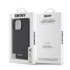 DKNY PU Leather Silver Metal Logo Magsafe tok, iPhone 16 Pro - fekete