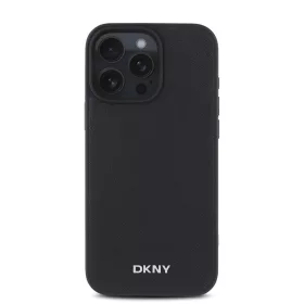   DKNY PU Leather Silver Metal Logo Magsafe tok, iPhone 16 Pro Max - fekete