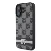 DKNY PU Leather Checkered Pattern and Stripe tok, iPhone 16 - fekete