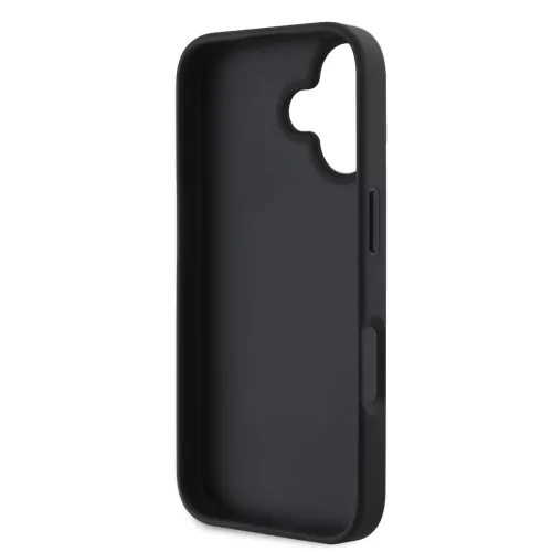 DKNY PU Leather Checkered Pattern and Stripe tok, iPhone 16 - fekete