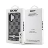 DKNY PU Leather Checkered Pattern and Stripe tok, iPhone 16 - fekete