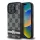 DKNY PU Leather Checkered Pattern and Stripe tok, iPhone 16 Pro - fekete