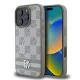 DKNY PU Leather Checkered Pattern and Stripe tok, iPhone 16 Pro - bézs
