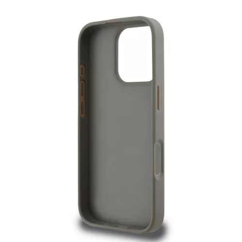 DKNY PU Leather Checkered Pattern and Stripe tok, iPhone 16 Pro Max - bézs