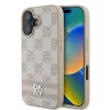 DKNY PU Leather Checkered Pattern and Stripe tok, iPhone 16 - rózsaszín