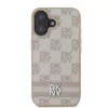 DKNY PU Leather Checkered Pattern and Stripe tok, iPhone 16 - rózsaszín