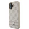 DKNY PU Leather Checkered Pattern and Stripe tok, iPhone 16 - rózsaszín