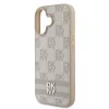 DKNY PU Leather Checkered Pattern and Stripe tok, iPhone 16 - rózsaszín