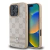 DKNY PU Leather Checkered Pattern and Stripe tok, iPhone 16 Pro - rózsaszín