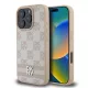 DKNY PU Leather Checkered Pattern and Stripe tok, iPhone 16 Pro - rózsaszín