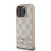 DKNY PU Leather Checkered Pattern and Stripe tok, iPhone 16 Pro - rózsaszín