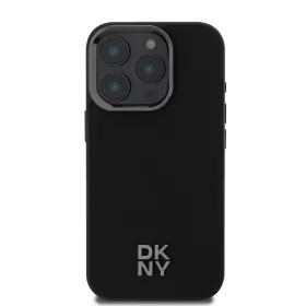  DKNY PU Leather Stack Logo Magsafe tok, iPhone 16 Pro - fekete