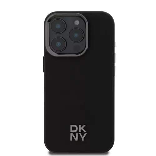 DKNY PU Leather Stack Logo Magsafe tok, iPhone 16 Pro - fekete